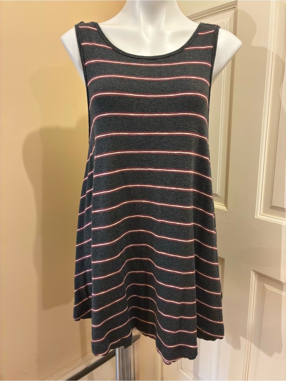 Free People We The Free Striped Garden Tunic Tank Top Dark Gray Size M